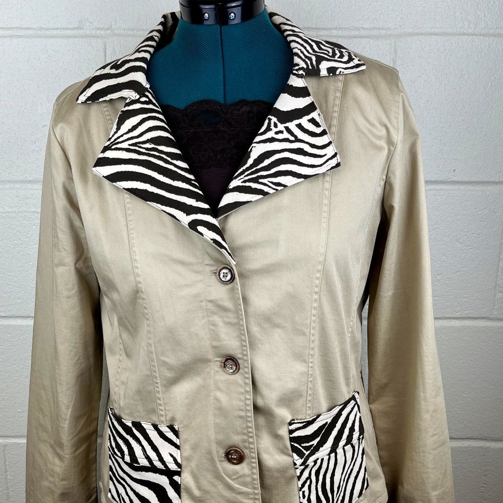 Custom Tan Jacket with Brown Zebra Embellishment